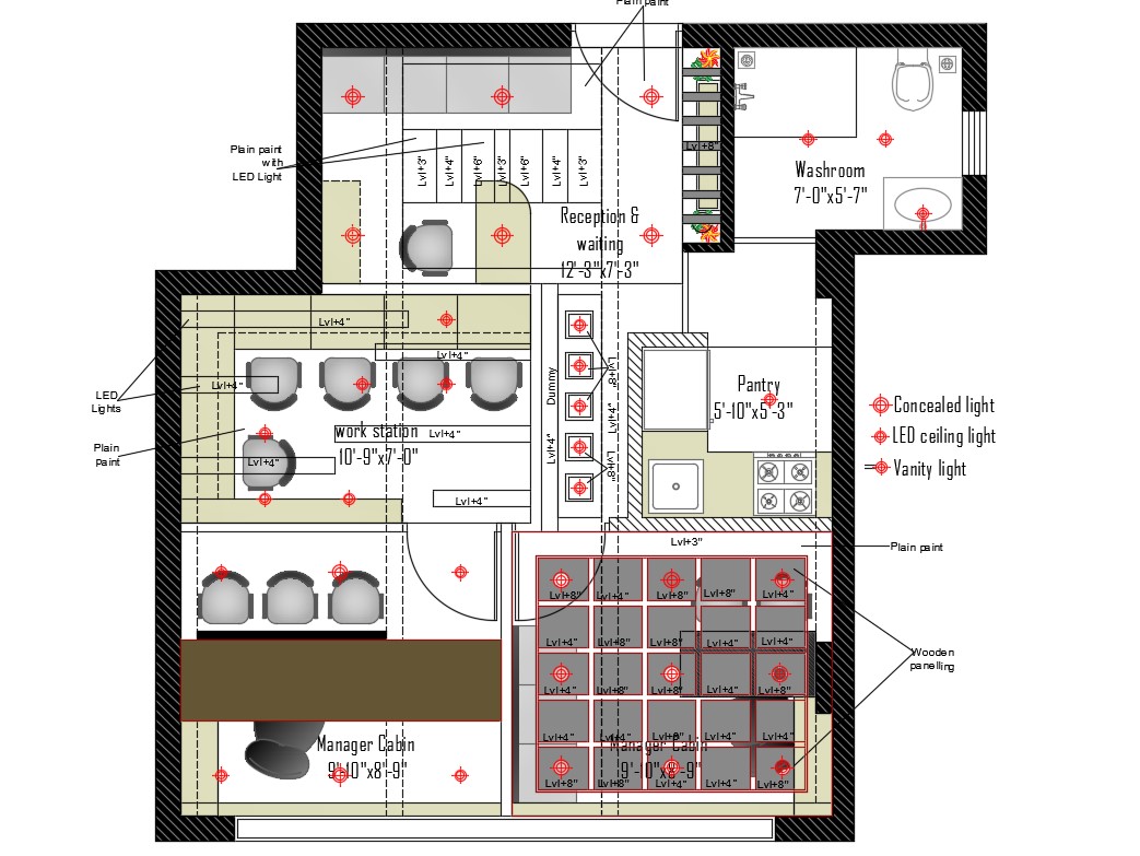 Best Small Office Furniture Plan With Ceiling Design And