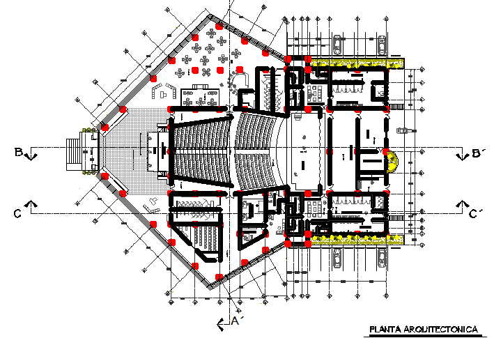 Big Auditorium Layout Plan Dwg File Cadbull