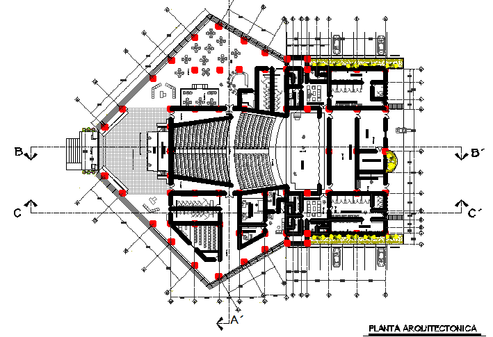 Big auditorium layout plan dwg file - Cadbull