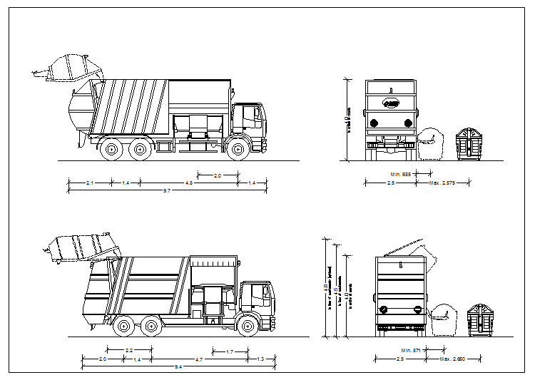 Block of garbage truck dwg file - Cadbull garbage truck diagram 