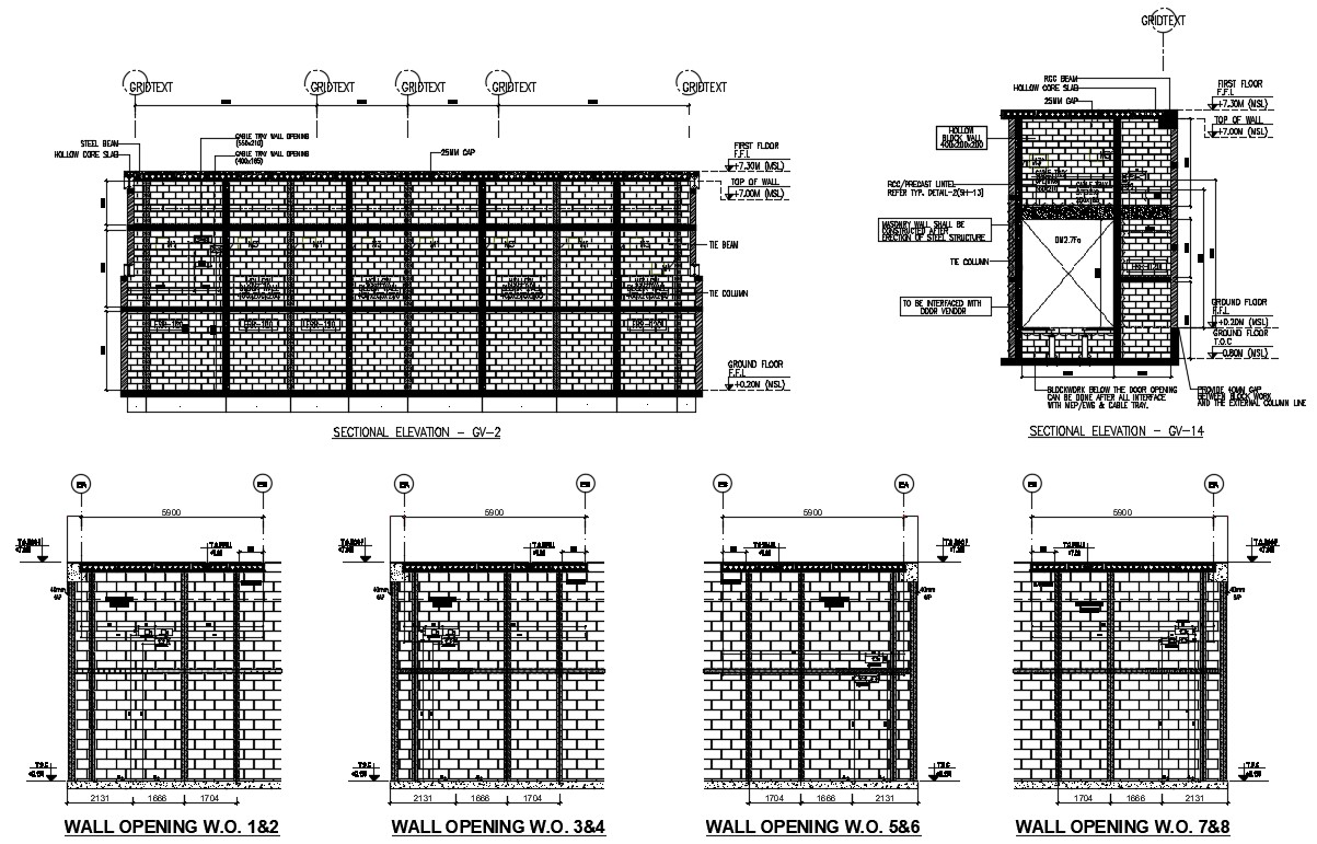 Brick Wall Construction Details CAD Drawing Download - Cadbull