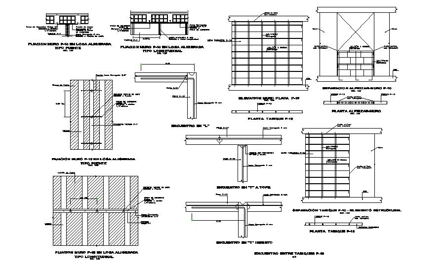 Brick wall section and construction cad drawing details dwg file - Cadbull