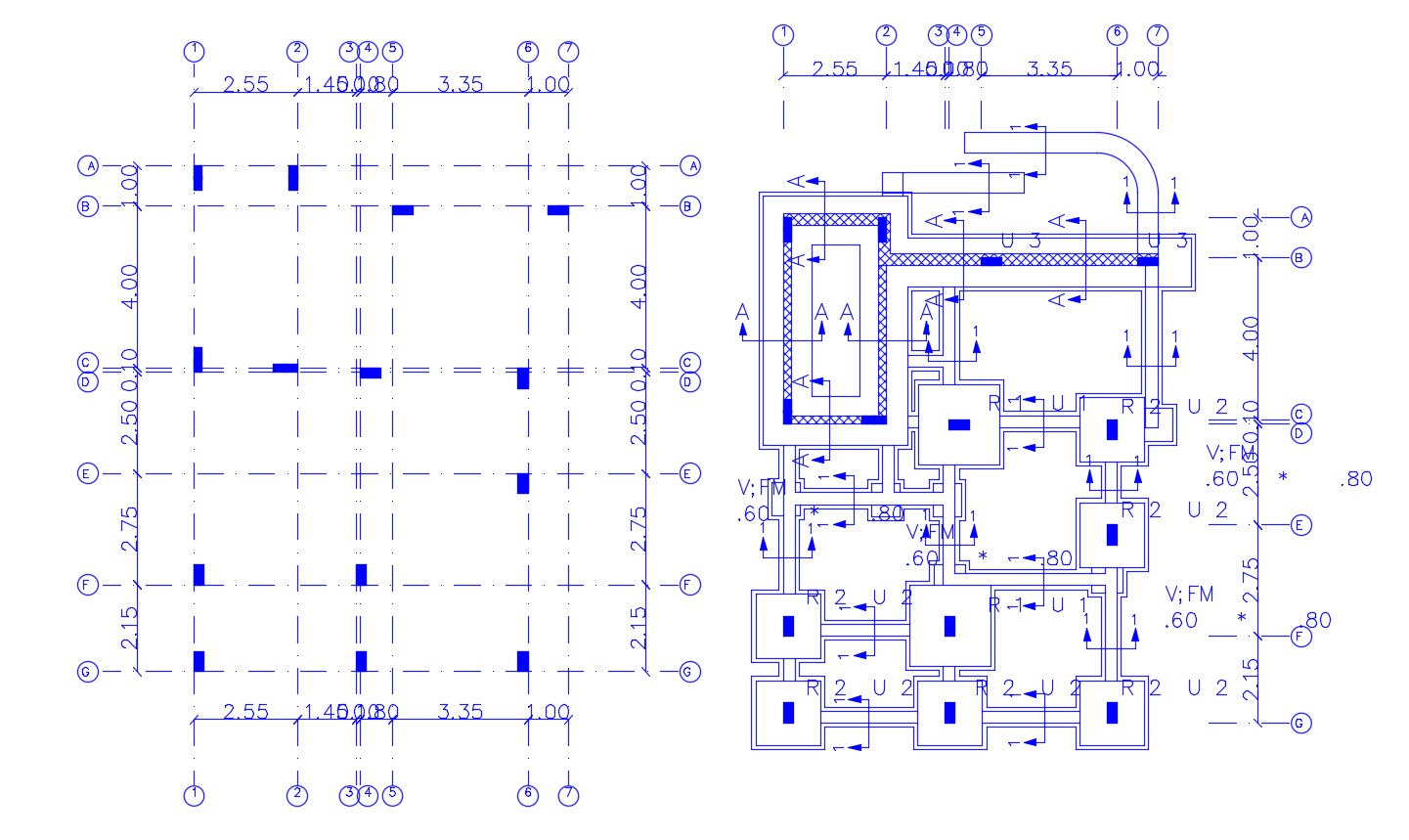 Building Foundation And Column Layout Plan DWG File Cadbull