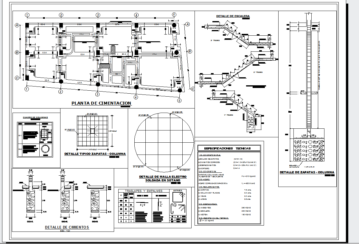 Building foundations detail cad drawing - Cadbull