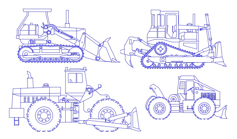 BullDozer Construction Vehicle Design CAD Drawing - Cadbull