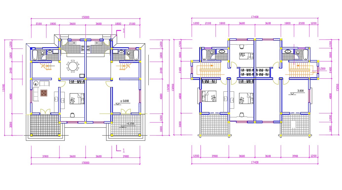 Bungalow Autocad Floor Plans Cadbull