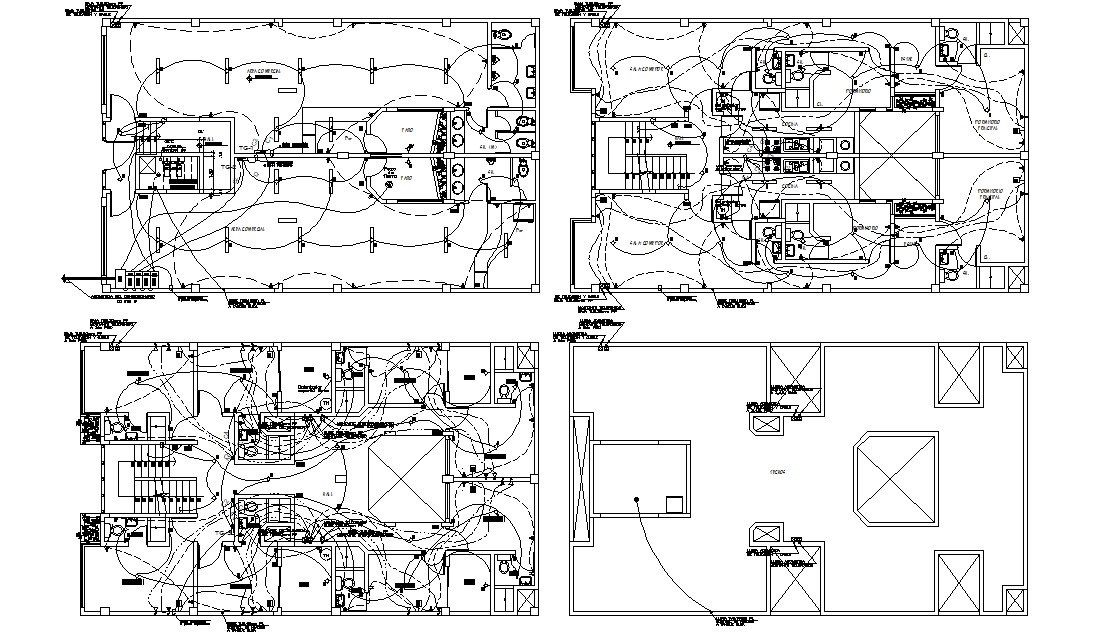 Bungalow Electrical Wiring Plan AutoCAD Drawing - Cadbull