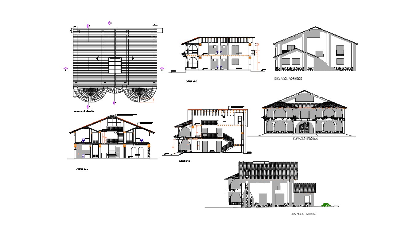 Bungalow Elevation Plan In AutoCAD File Cadbull