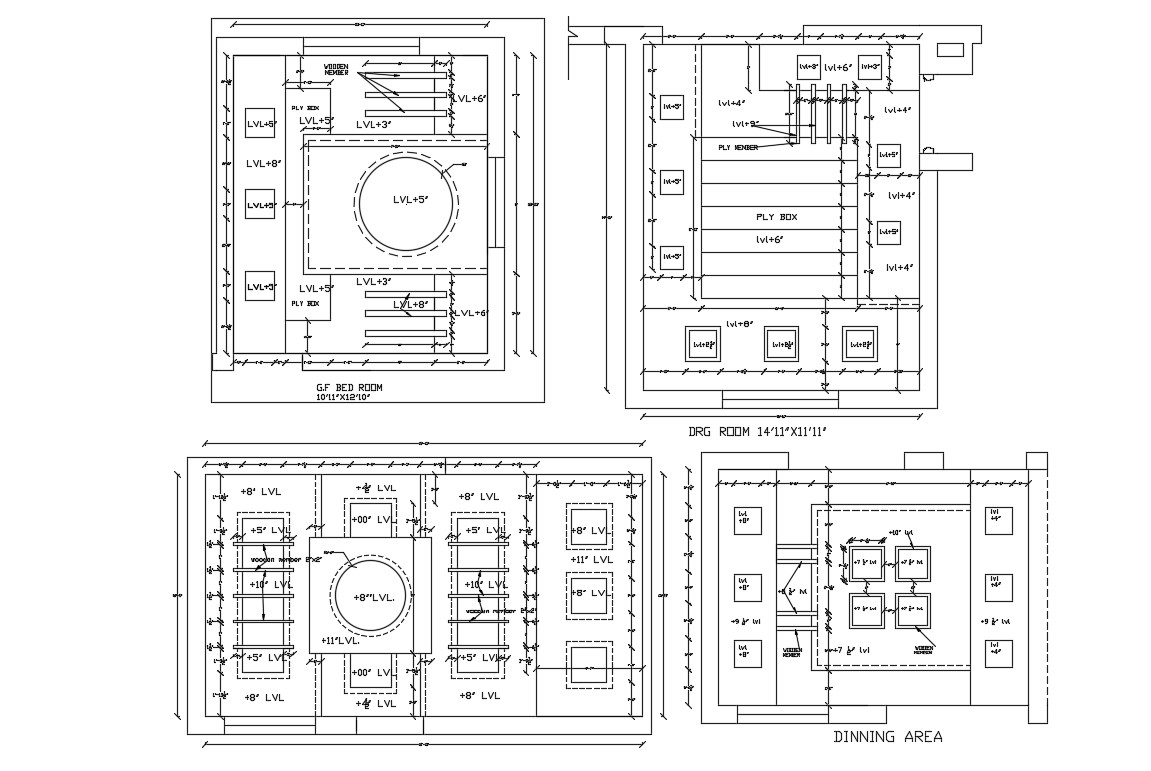 Bungalow Rooms Ceiling Design Layout Architecture Plan 