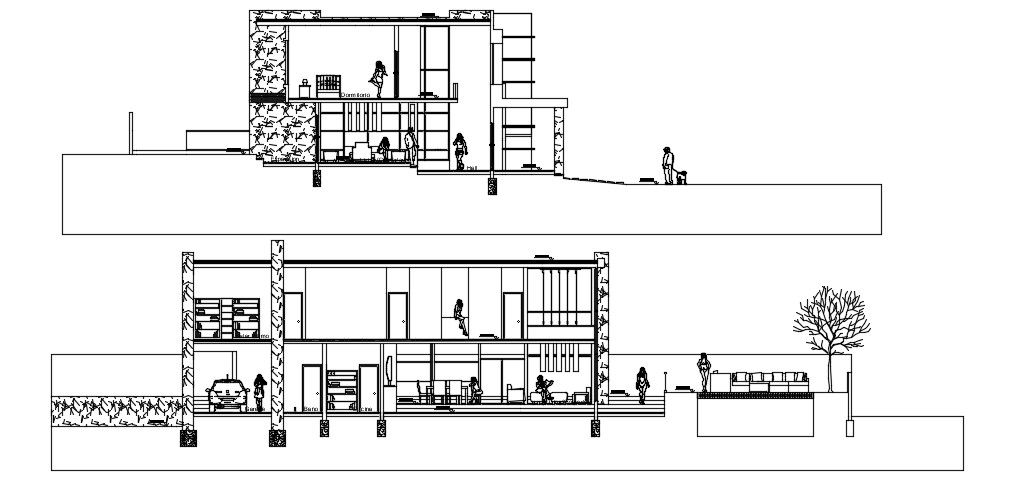 Bungalow Section AutoCAD Drawing free download - Cadbull