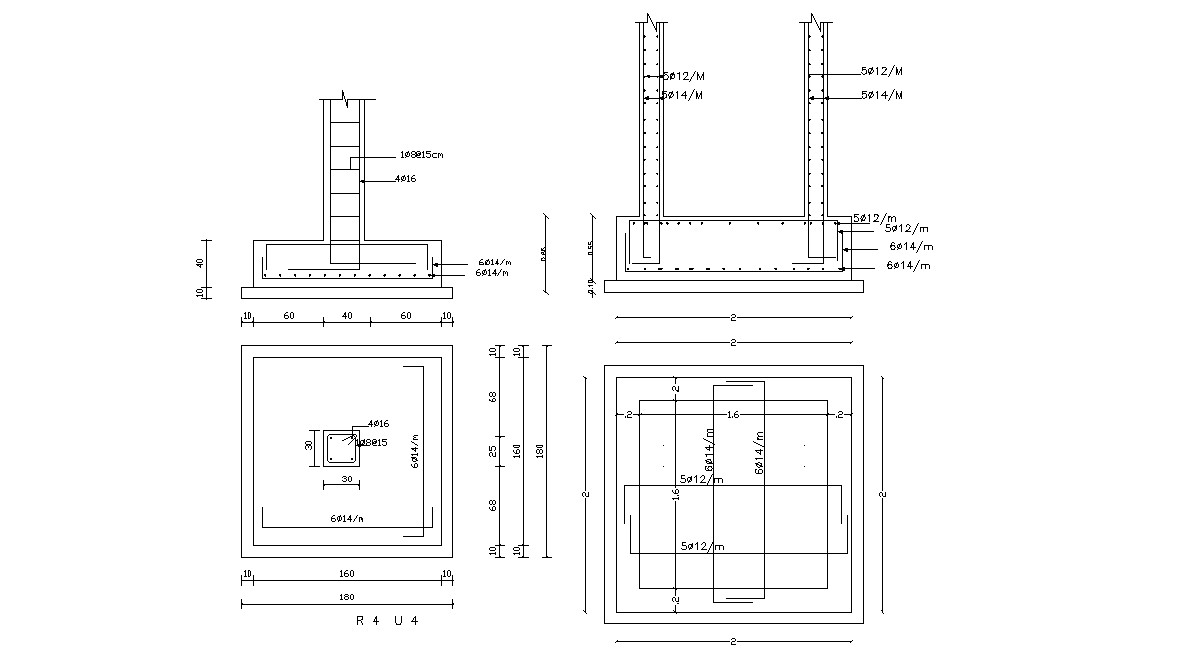 Detail Drawing Of Column Foundation In Dwg File Cadbull