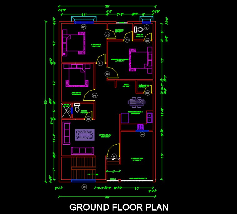 Cad House Plan Cadbull