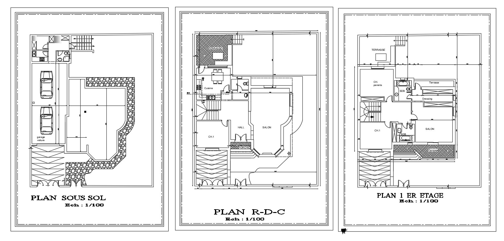  CAD  drawing details 2d plan  of housing bungalow  floor  plan  