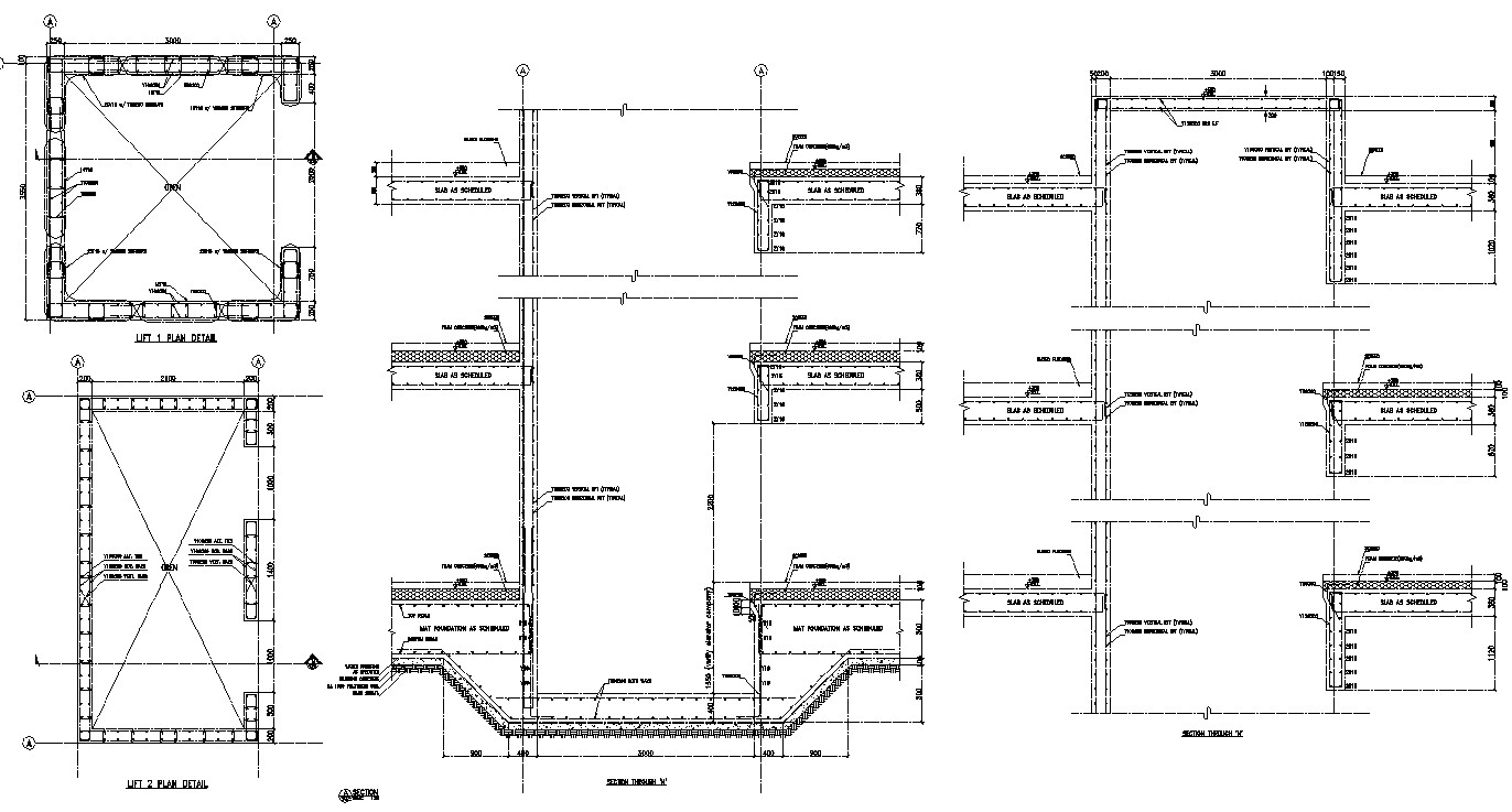 CAD Drawing 2D DWG file of the scheduled mat foundation reinforcement ...