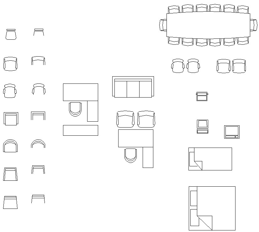Cad 2D drawing shows assorted furniture Blocks, Download the DWG file ...