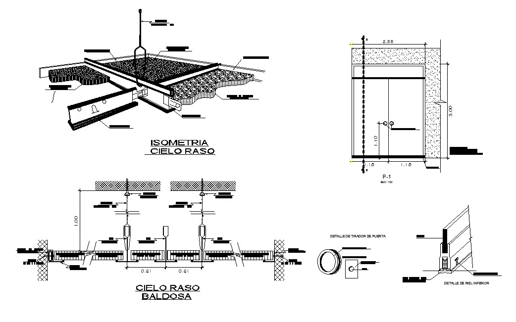 Ceiling Isometric View And Constructive Structure Details