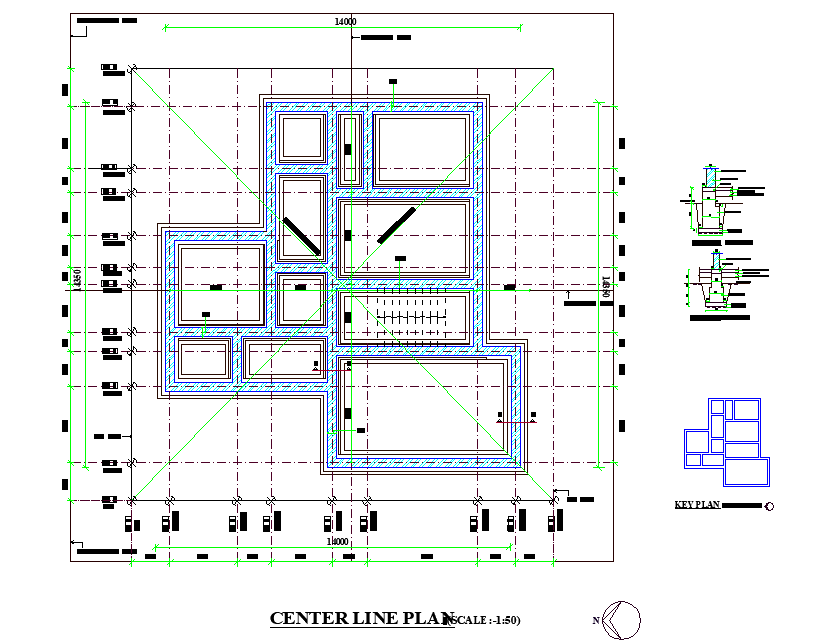 Center line plan detail dwg file - Cadbull