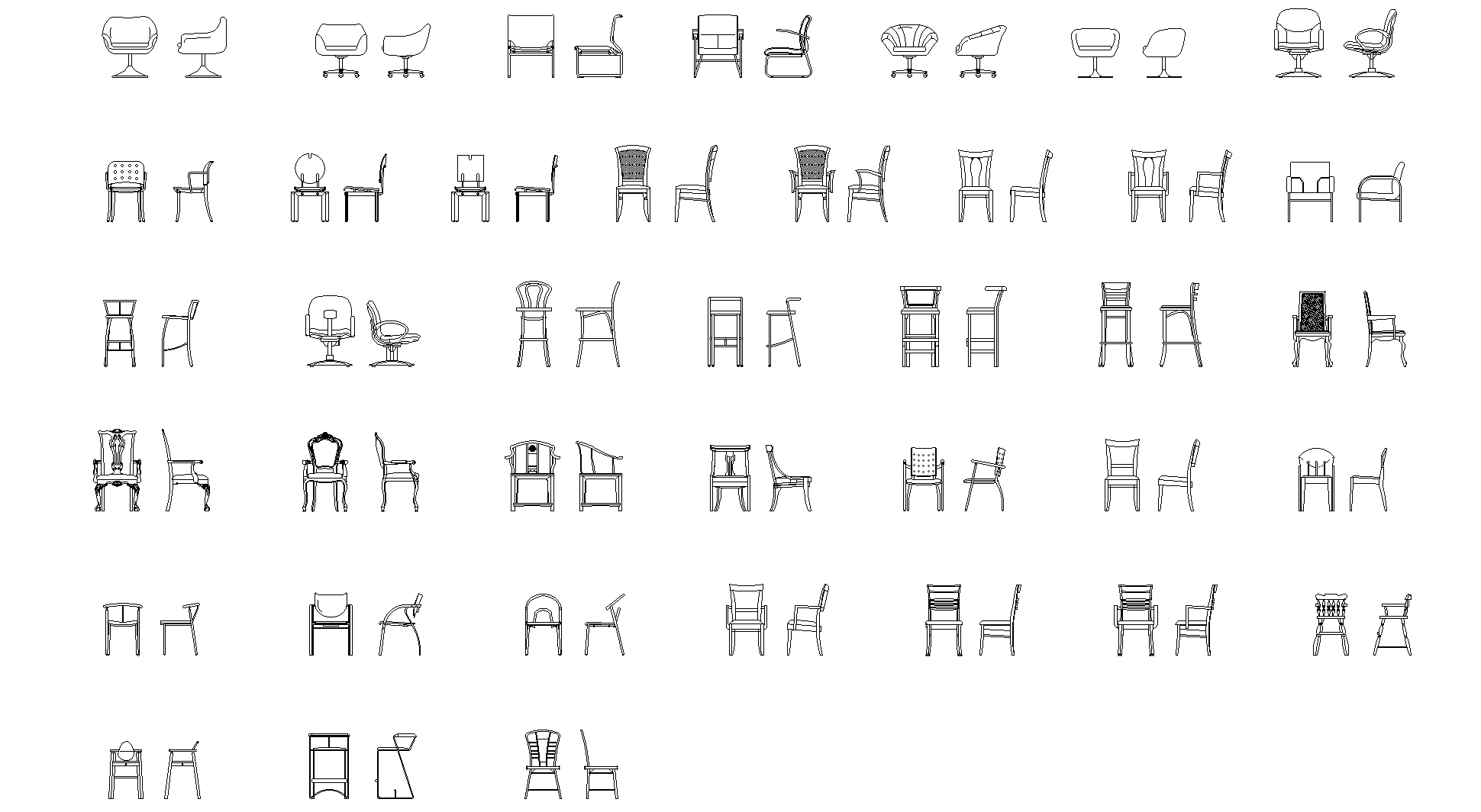 Chairs plan detail dwg file. - Cadbull