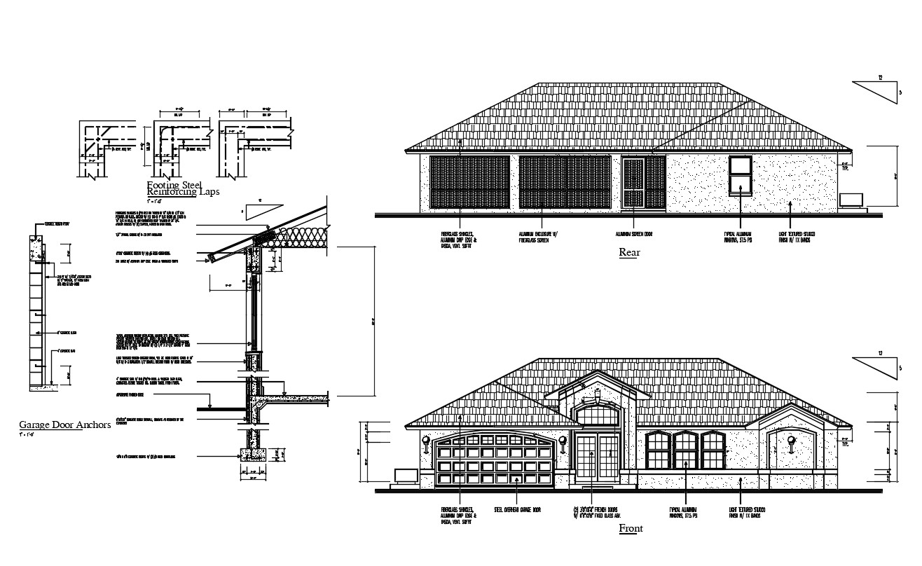 Clay Roof House Elevation Cad Drawing Cadbull