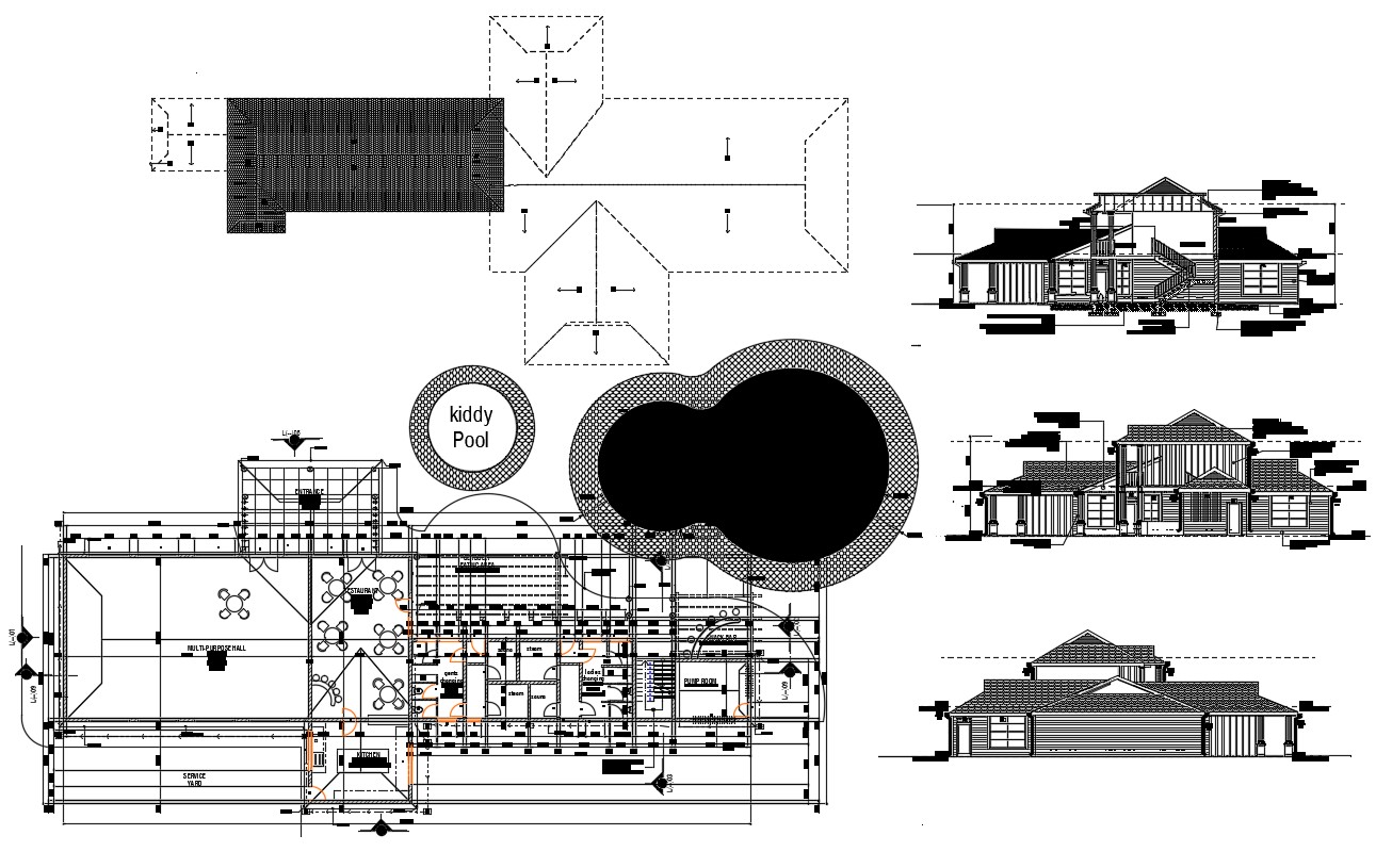 Clubhouse Plan AutoCAD Drawing Cadbull