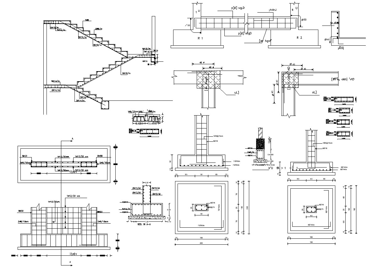 Column And Beam Structural Design AutoCAD Drawing Cadbull