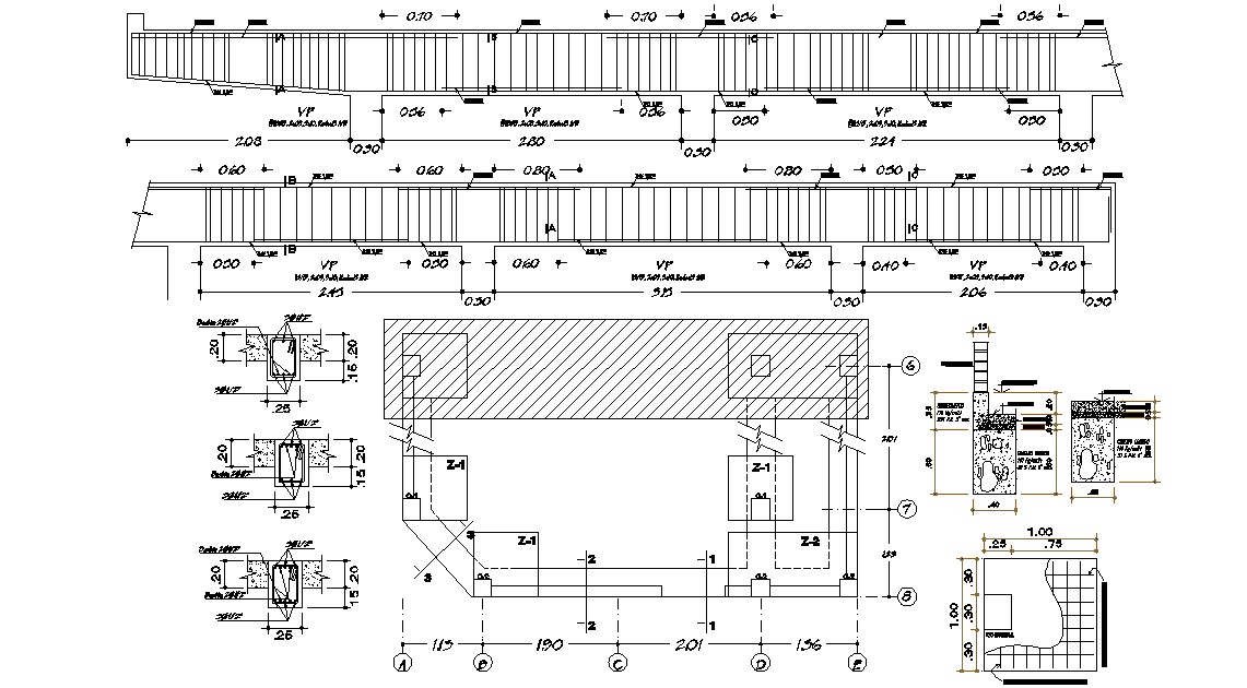 Column Rcc Structure Design 2d Autocad Drawing - Cadbull