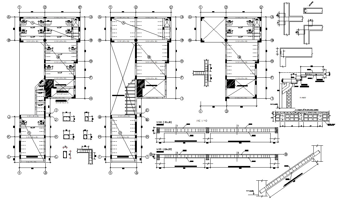 D Cad Drawing Rcc Structure Design With Dimension Autocad File Cadbull