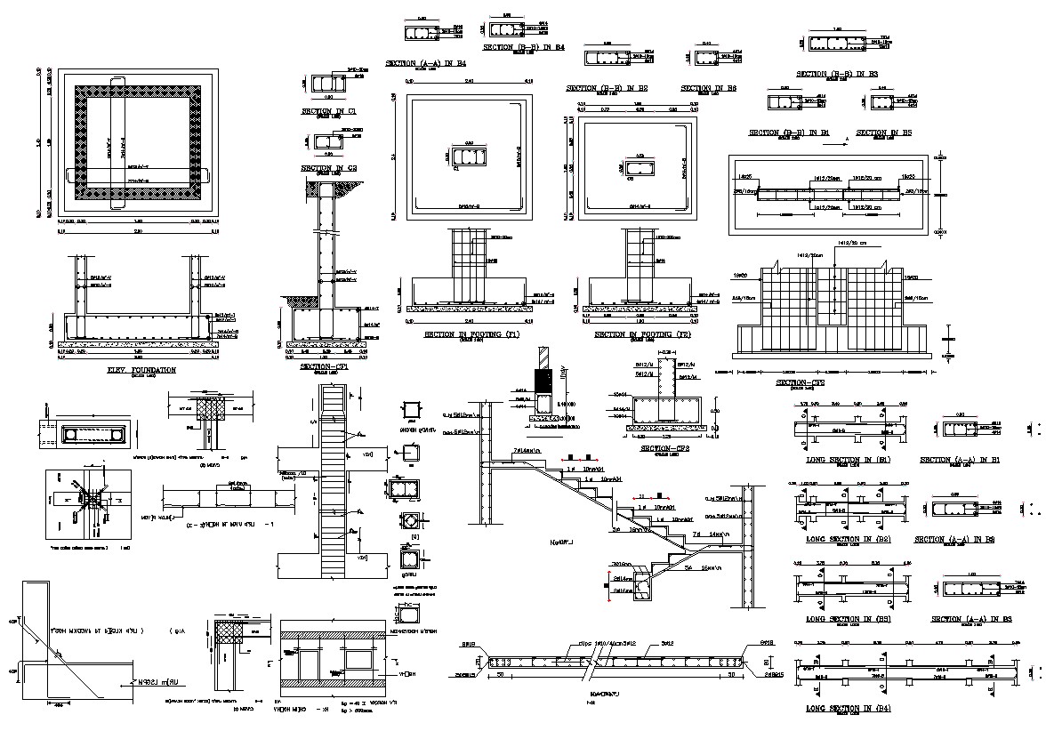 Column Stair beam Reinforcement structure design - Cadbull