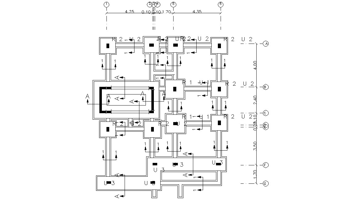 Column Footing And Center Line Plan AutoCAD File Download - Cadbull