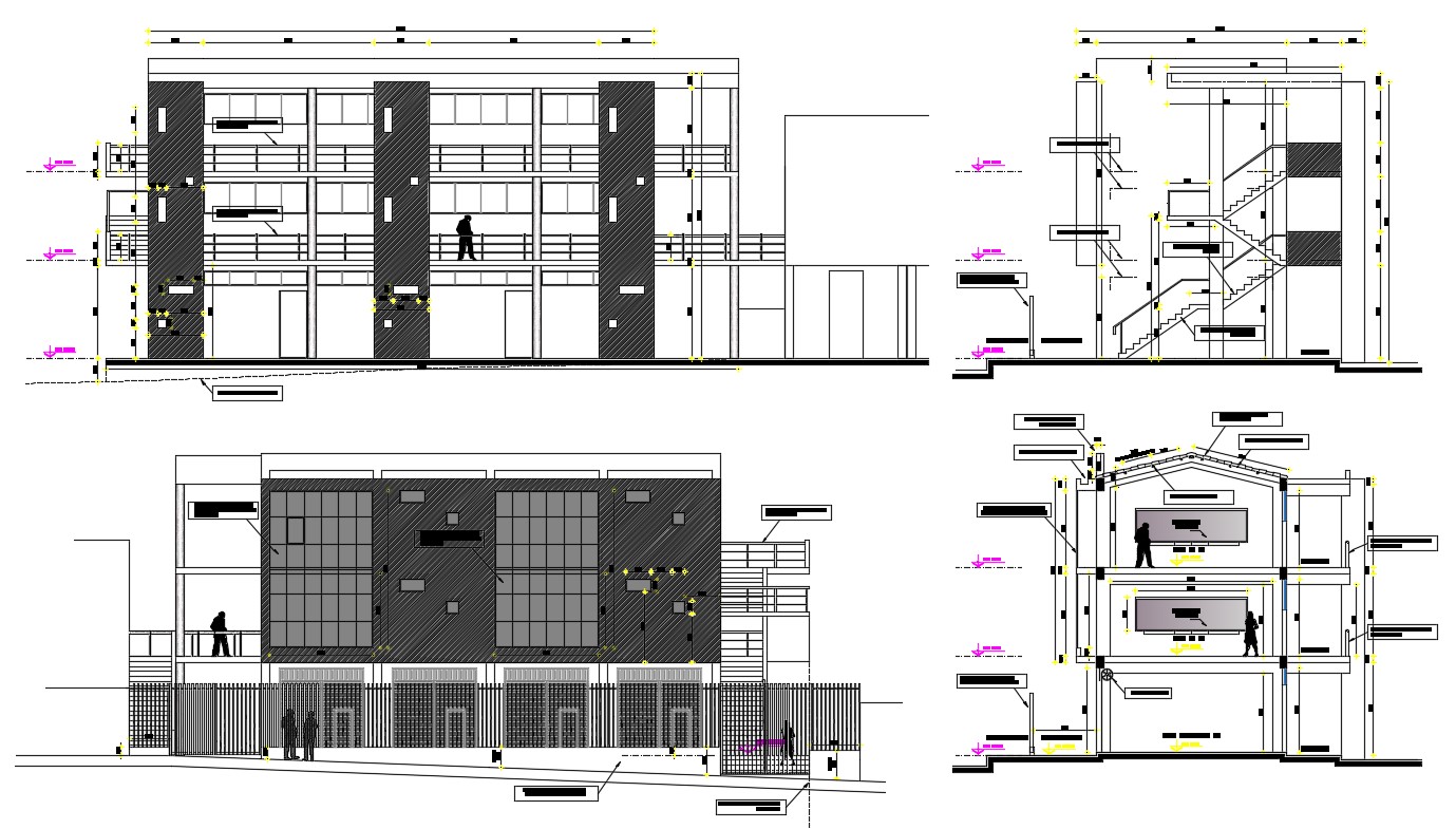 Commercial Building Elevations CAD Drawing Cadbull