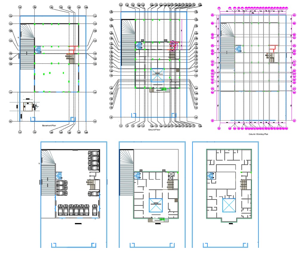 Commercial Building Plan With Basement Ramp Parking CAD File - Cadbull