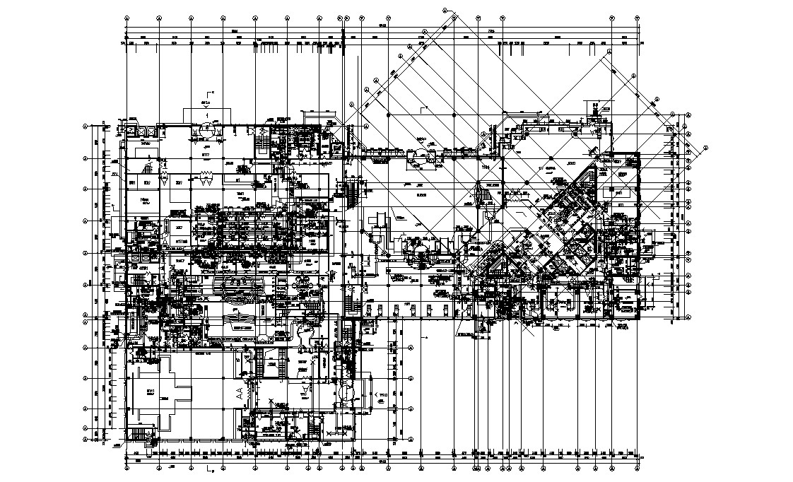 Commercial Complex Floor Plan With Center Line AutoCAD