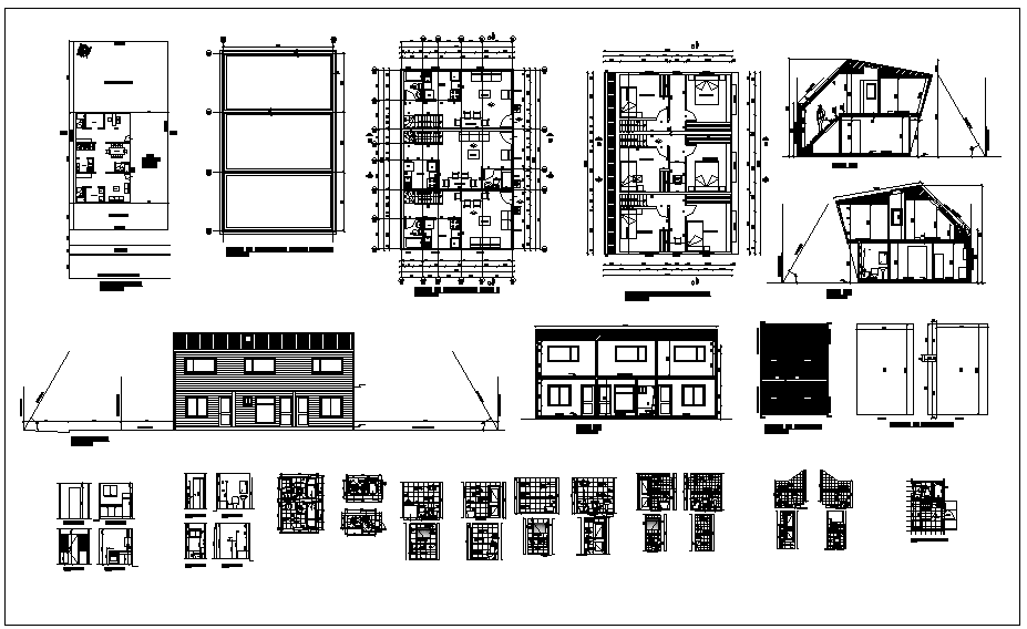 Commercial building plan elevation and section view detail dwg file ...