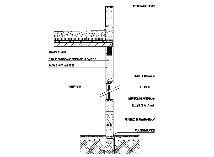 Concrete Wall Section CAD drawing Cadbull