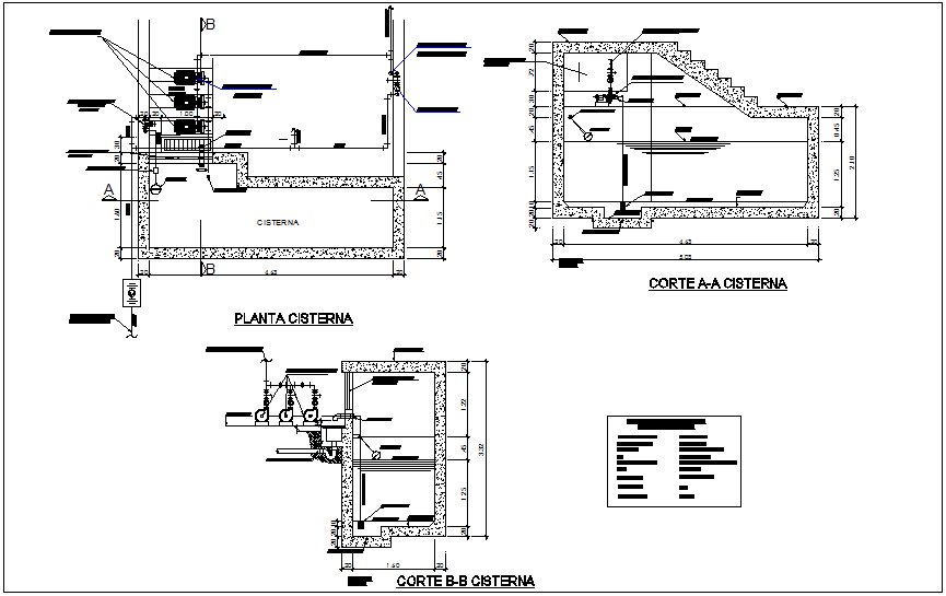 Construction detail of water tank with plan section view dwg file - Cadbull