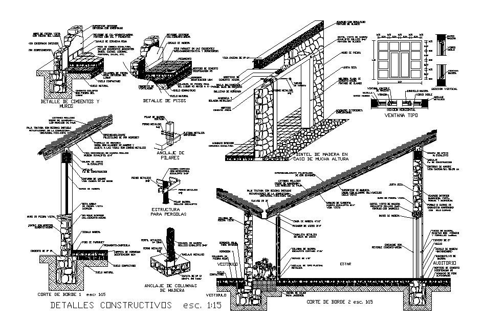 Walls And Panel Concrete Slabs Constructive Cad Details Dwg File ...