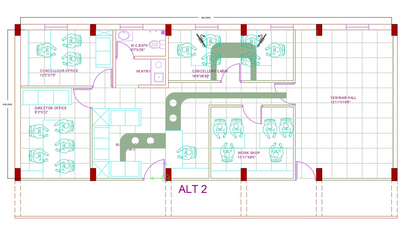 Consulting Office With Furniture And Beam Layout Plan AutoCAD File ...