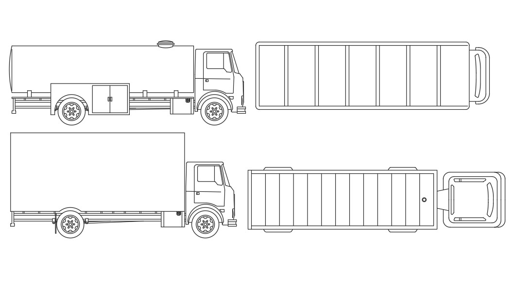 Container Truck Blocks Elevation Drawing Free Diwnload Dwg Cadbull ...