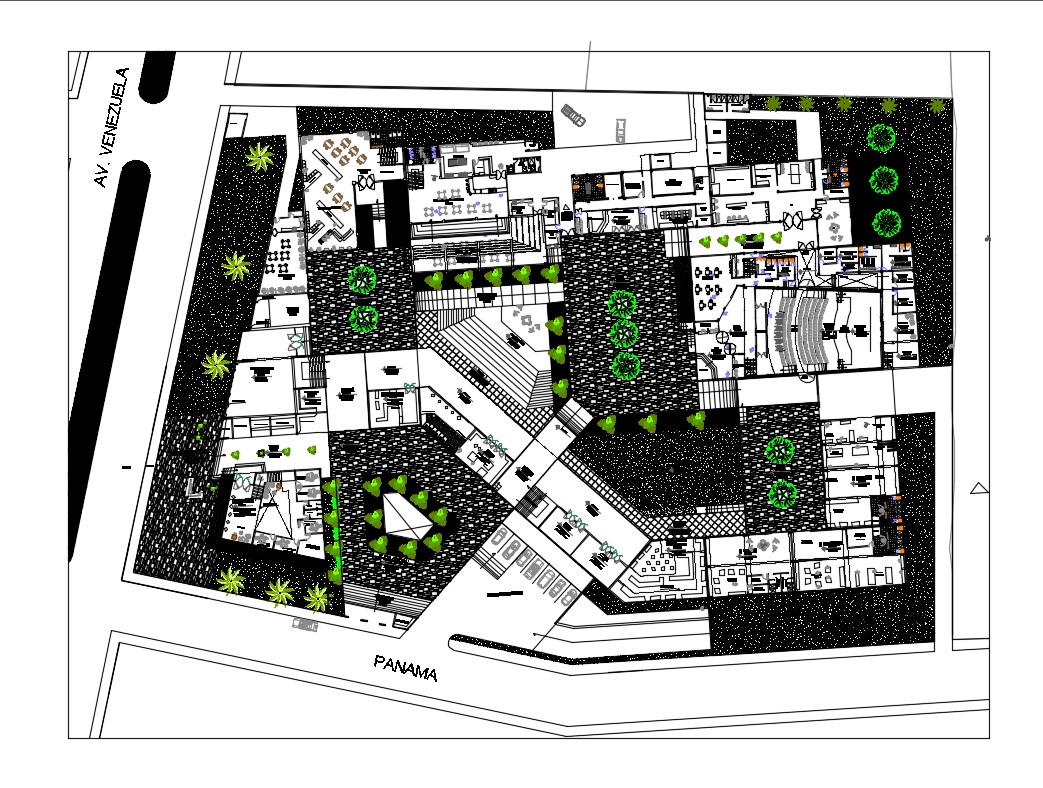 Cultural center plan and landscaping structure cad drawing details dwg ...