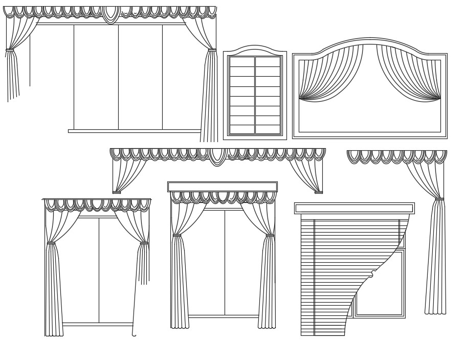 Curtain AutoCAD Blocks Elevation Drawings Free Download DWG File - Cadbull