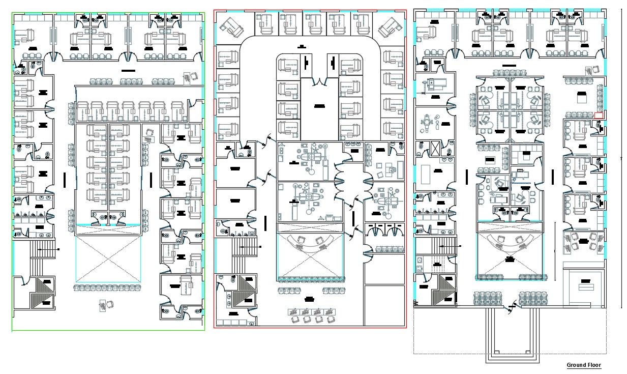 DWG Drawing Floor Plans Of Hospital Building With Fully Furnished ...