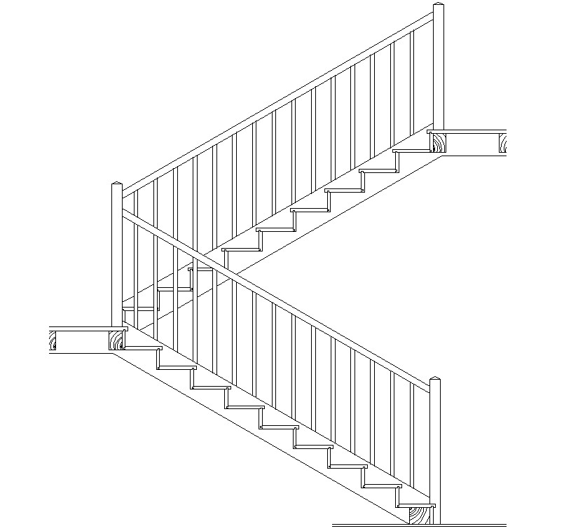 DWG Autocad Drawing file of the beautiful staircase side elevation ...