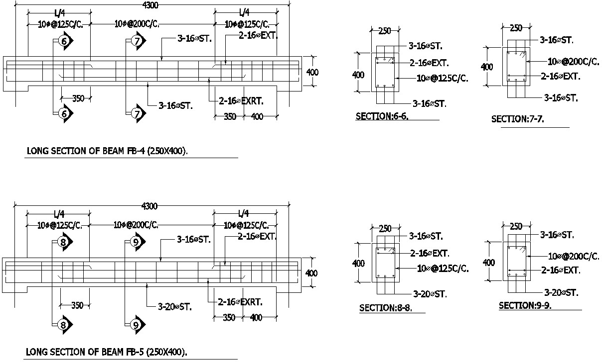 DWG Files Having The Details Of The Long Section Of The Beam, And ...