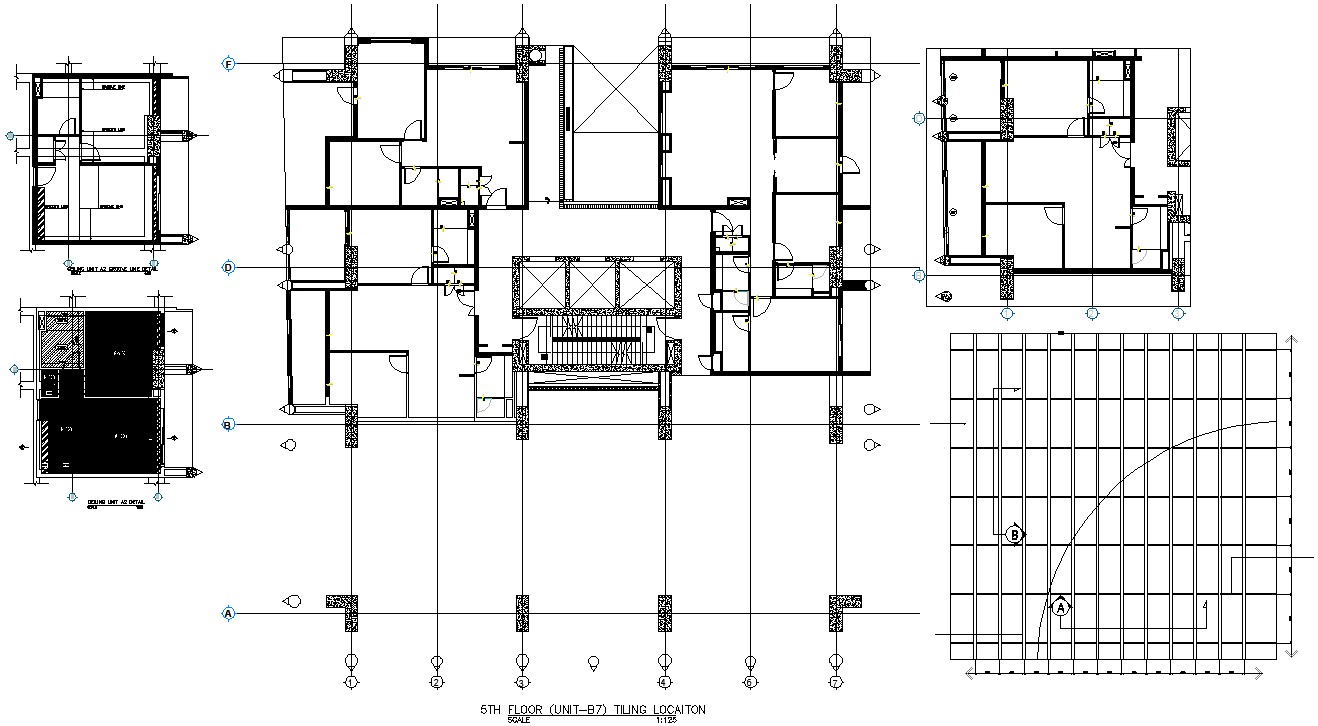 DWG file showing the details of the fifth-floor unit house floor plan ...