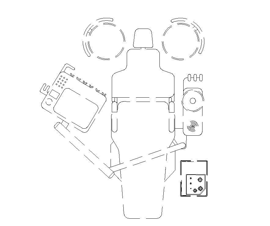 Dental chair furniture detail CAD block layout file in 