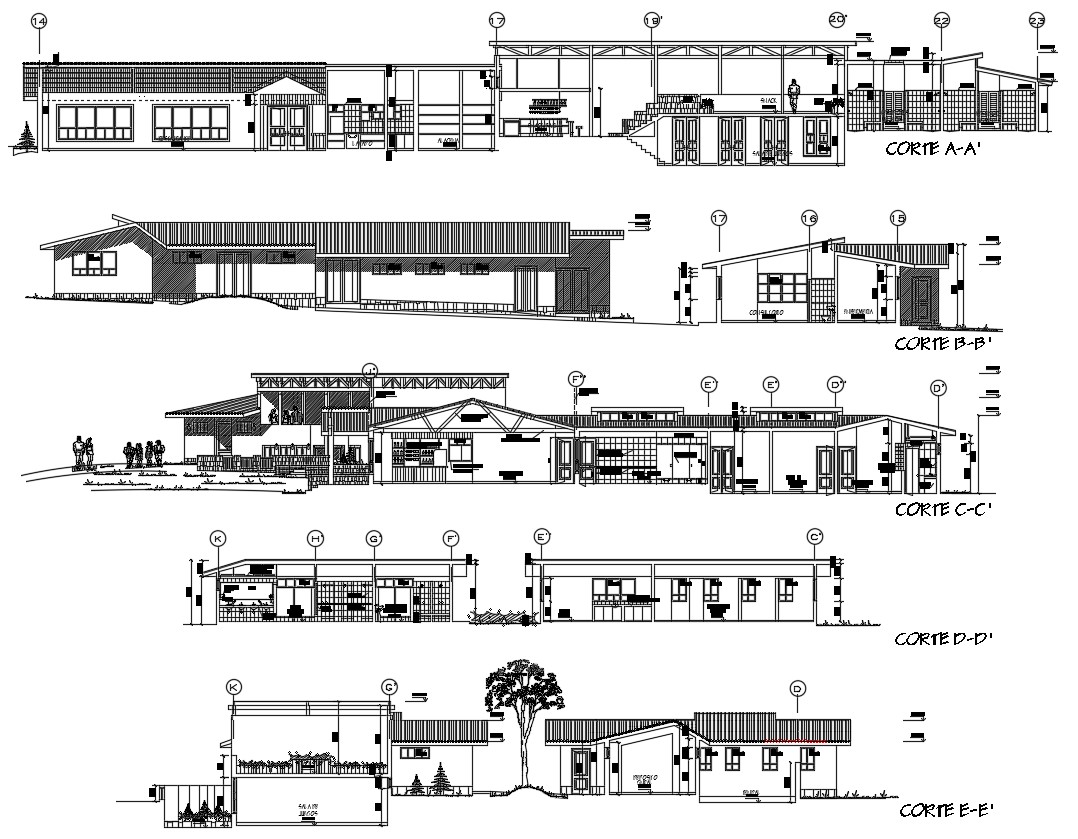 hotel section plan - Cadbull