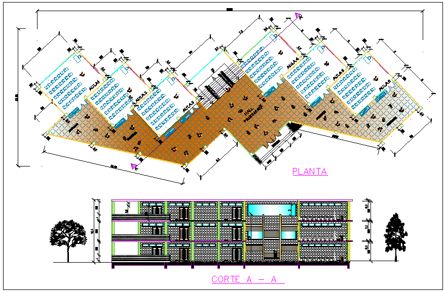 design-of-college-plan-cadbull