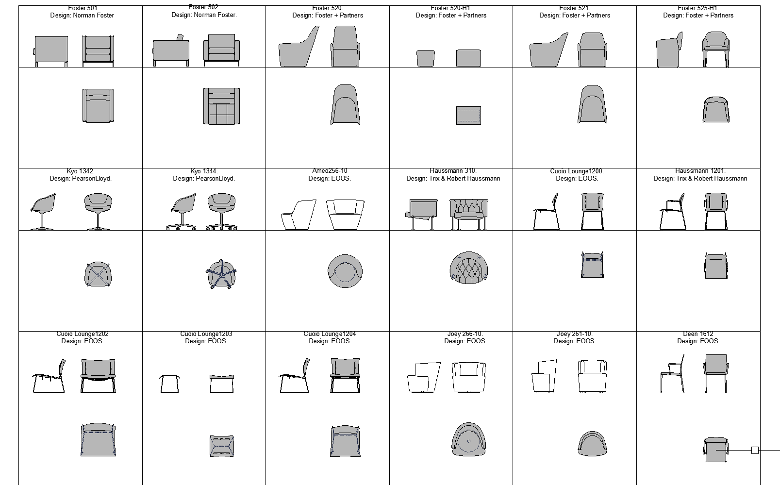 Designer chairs  plan and elevation detail dwg  Cadbull