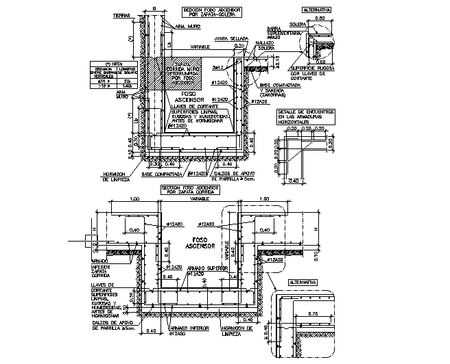 Elevator Shaft Pit Section Details  Detail  of elevator  pit  Cadbull