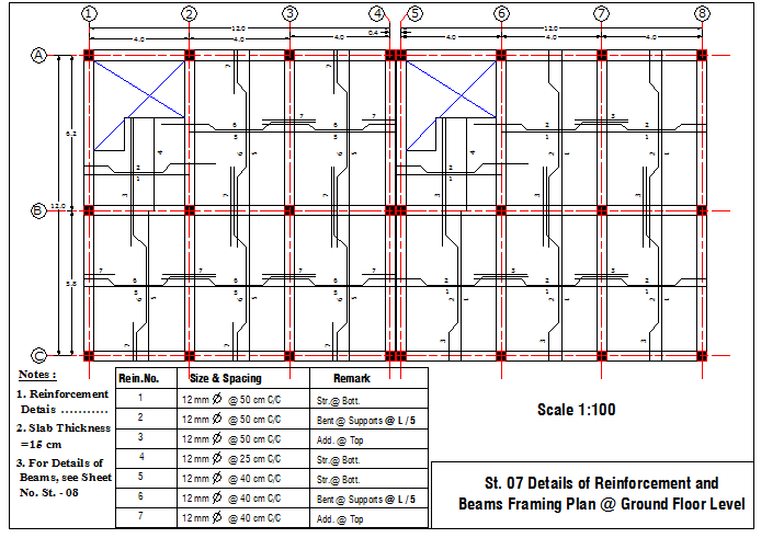 Details Of Slab Reinforcement And Beam Framing Plan Dwg File Cadbull